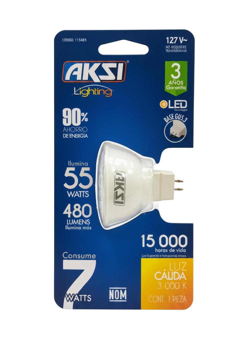 BOMBILLO LED MR16 7W LUZ CAL AKSI