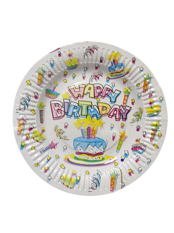 PLATOS DE PIÑATA HAPPY B PAQ 8 UNID