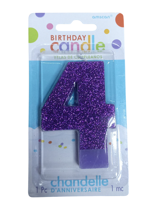 VELA NUMERO 4 MORADO BRILLO