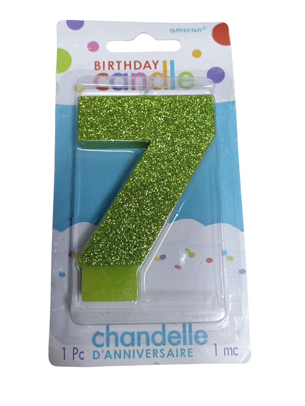 VELA NUMERO 7 VERDE BRILLO