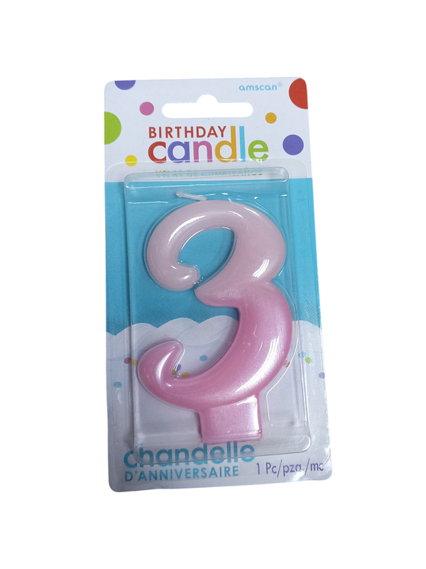 VELA NUMERO 3 ROSA