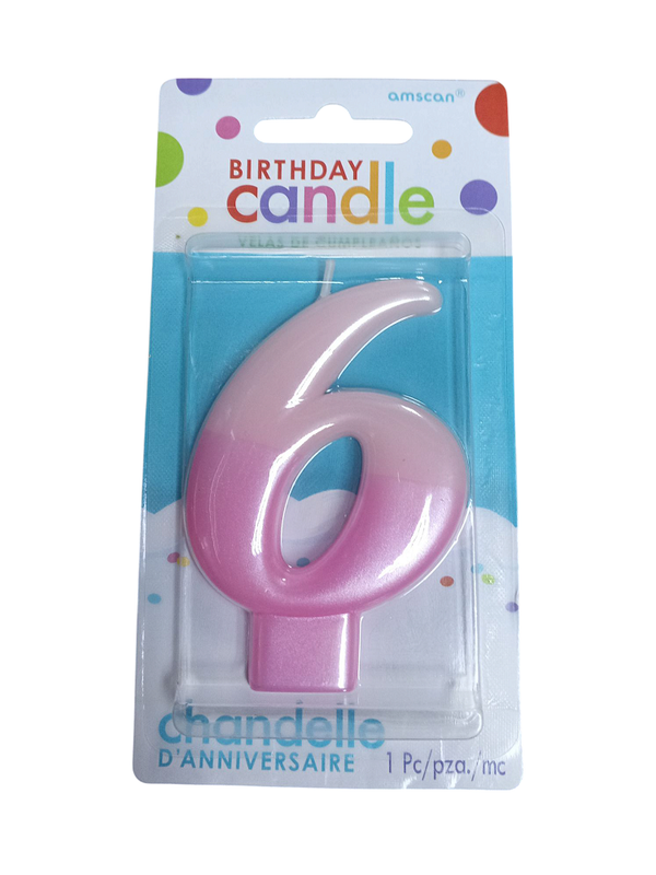 VELA NUMERO 6 ROSA