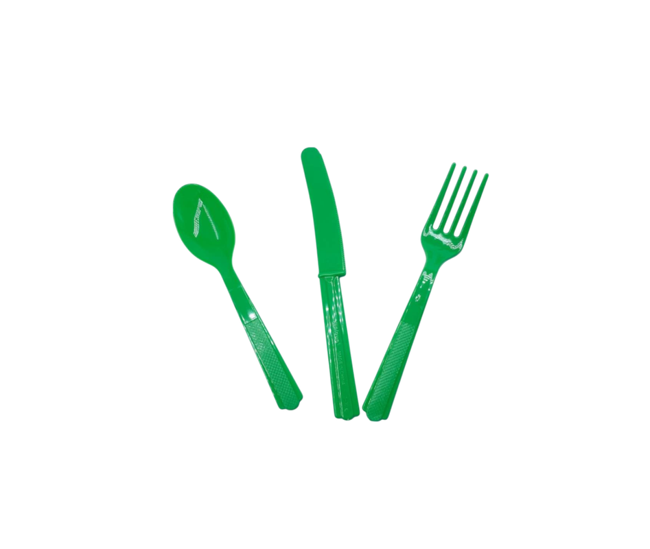 JUEGO CUBIERTOS PLAST 18PZS VERDE UNIQU