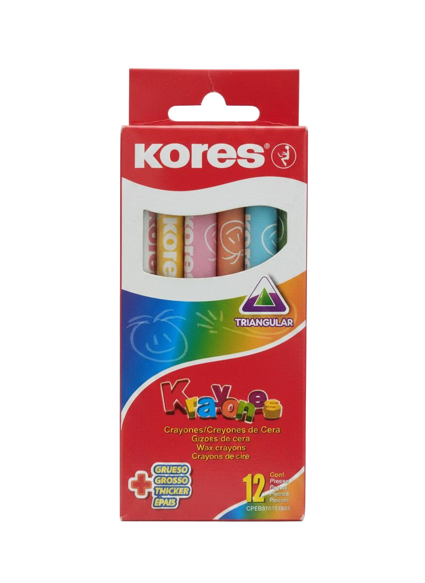 CREYONES DE CERA TRIANGULARES 12PZ KORES