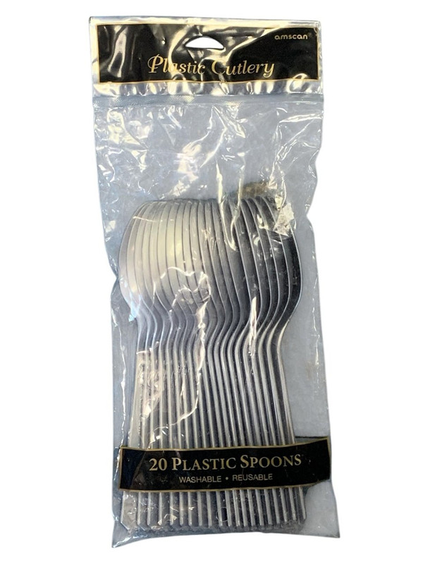 CUCHARAS DE PLASTICO PLATEADO 20 PZ