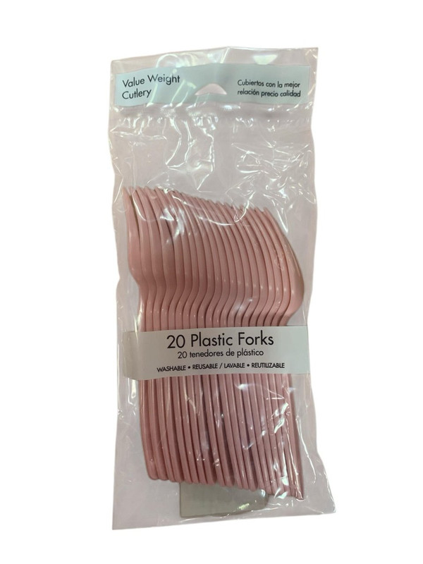 TENEDORES DE PLASTICO ROSA 20 PZ