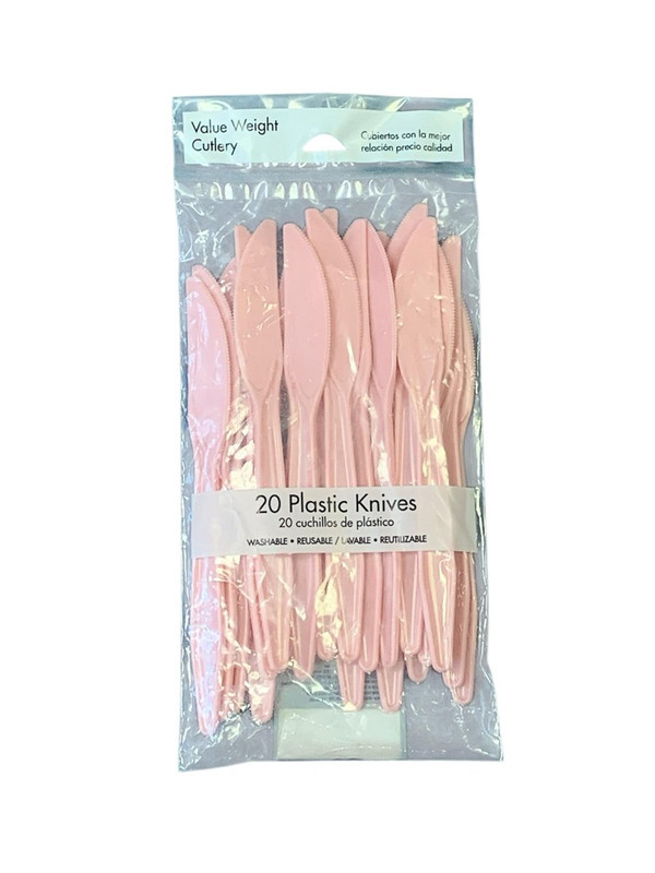 CUCHILLO PLASTICO ROSA 20 PZ