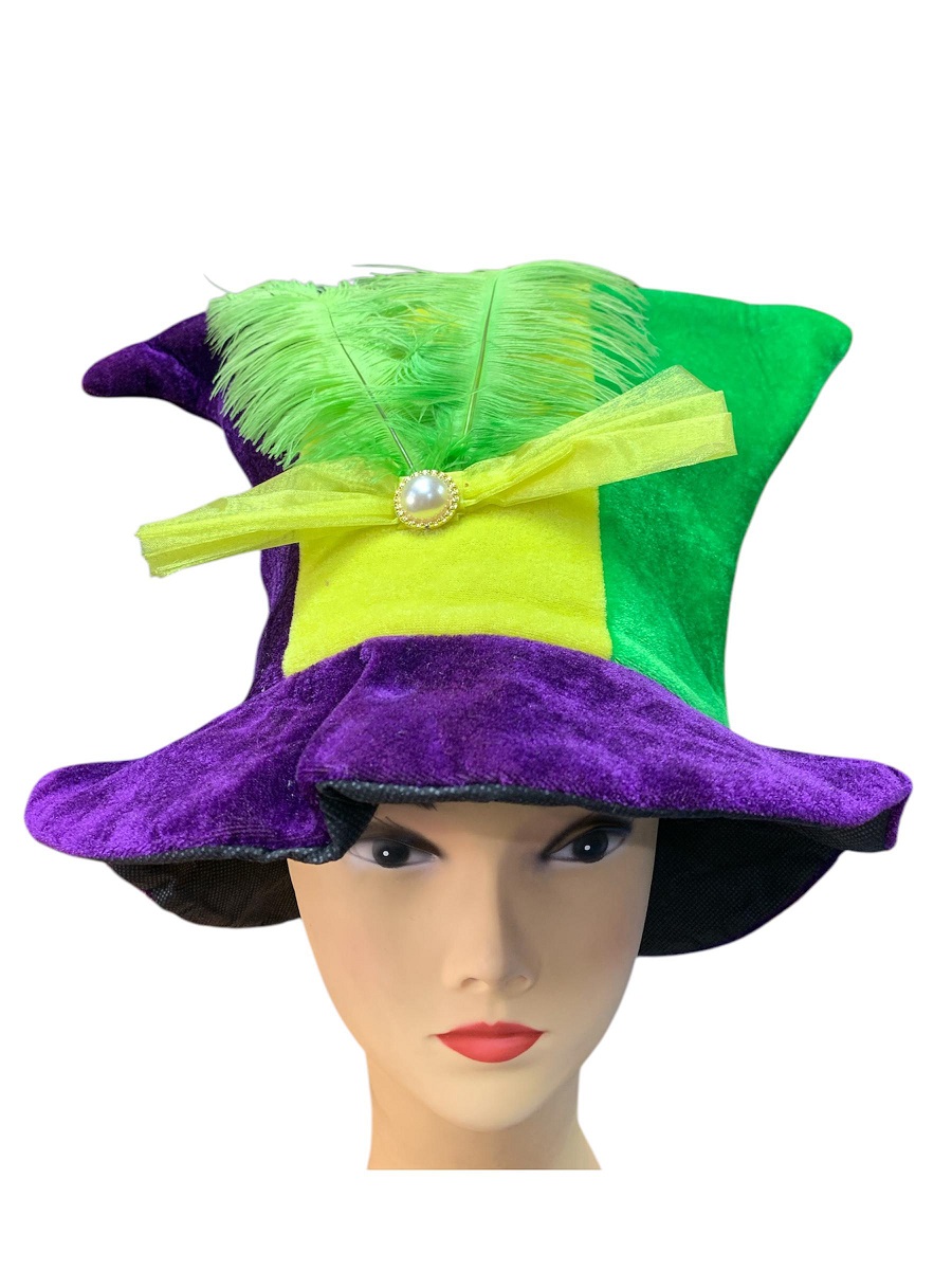 GORRO ALTO CON 2 PLUMAS MULTICOLOR