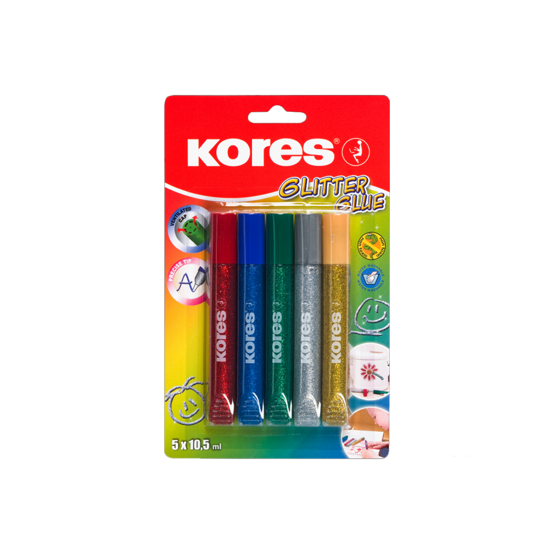 PEGAMENTO ESCARCHADO BLISTER 5 COL KORES