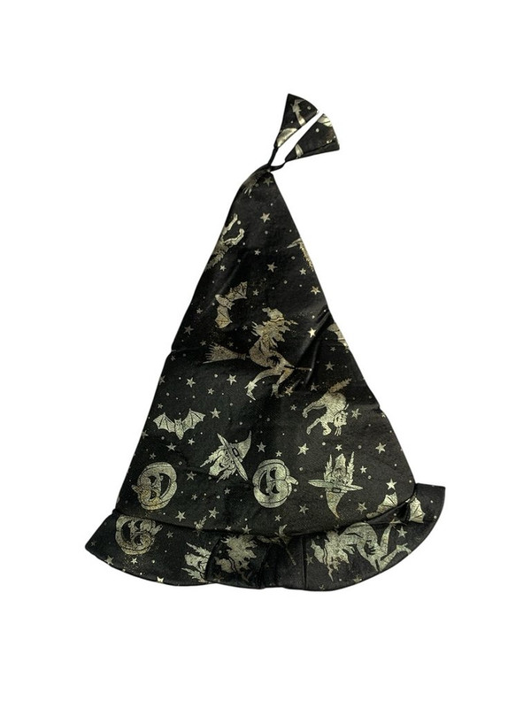 GORRO CONO BRUJA ESTAMPADO NEGRO