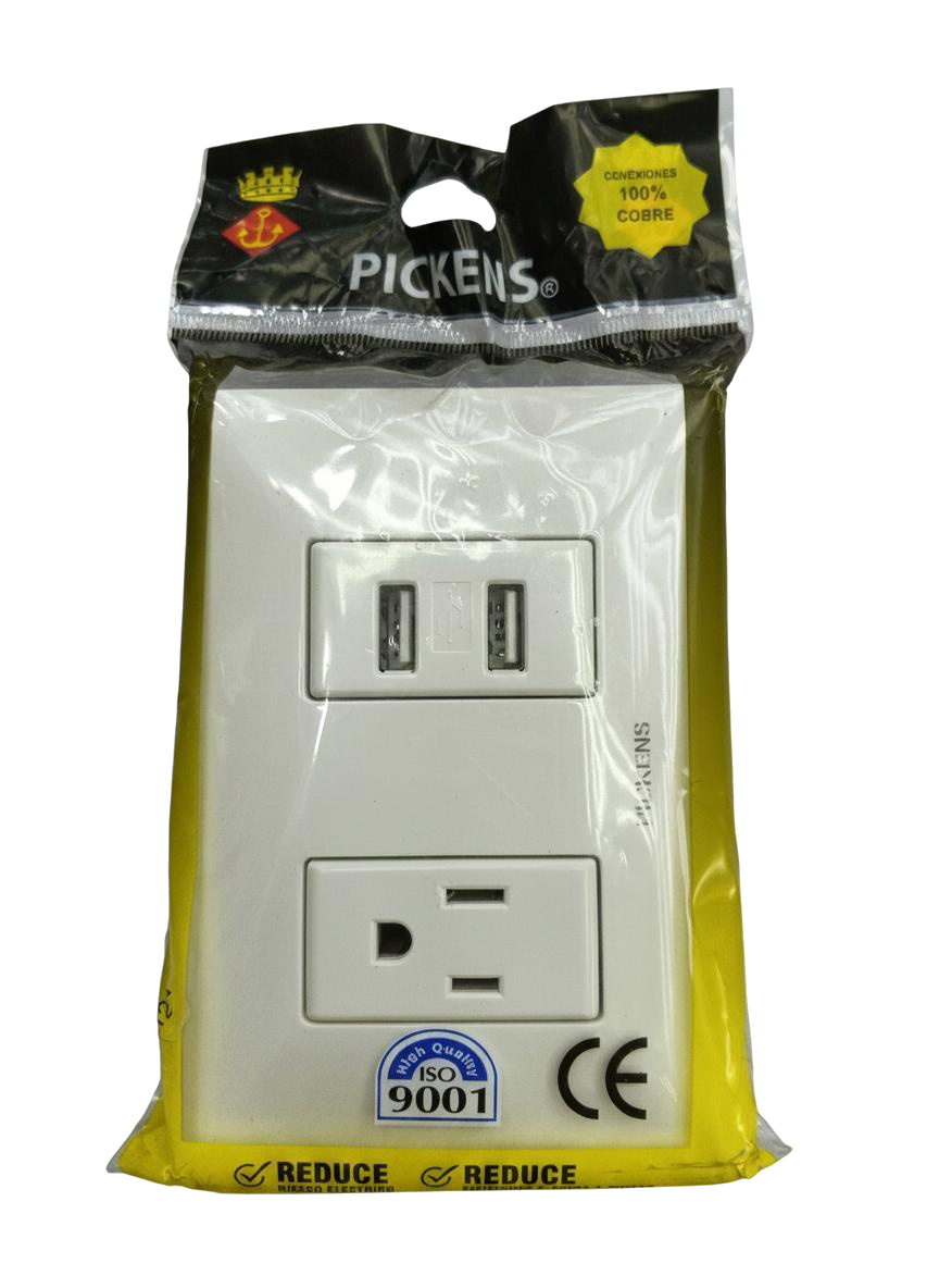 TOMACORRIENTE C/DOBLE USB PICKENS