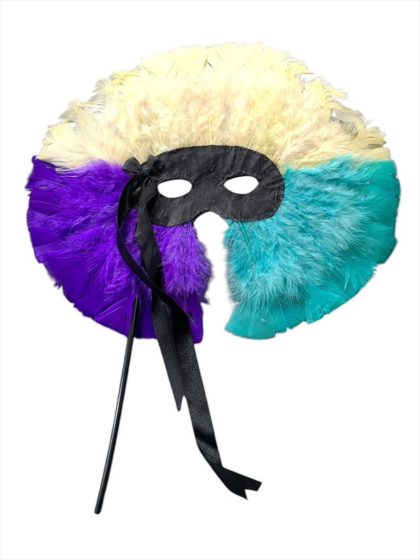 ANTIFAZ CON PLUMAS DE LADO CON PALITO