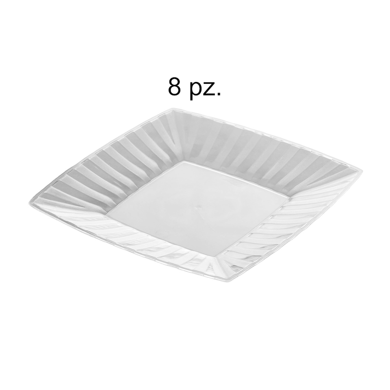 PLATO ACRILICO TRANSPARENTE CUADRADO 6" 8 PZ