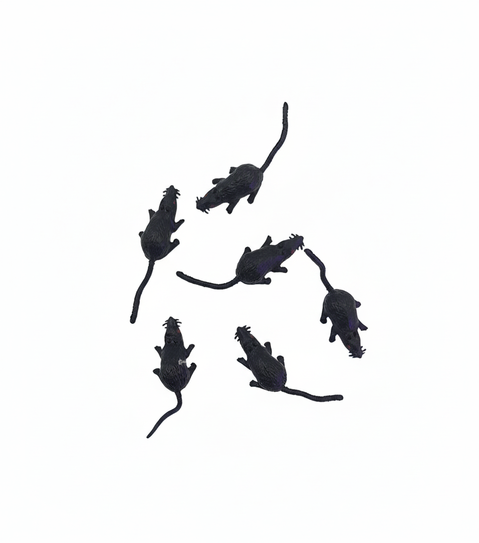 RATON PEQUENO OJOS ROJOS 6 UNID