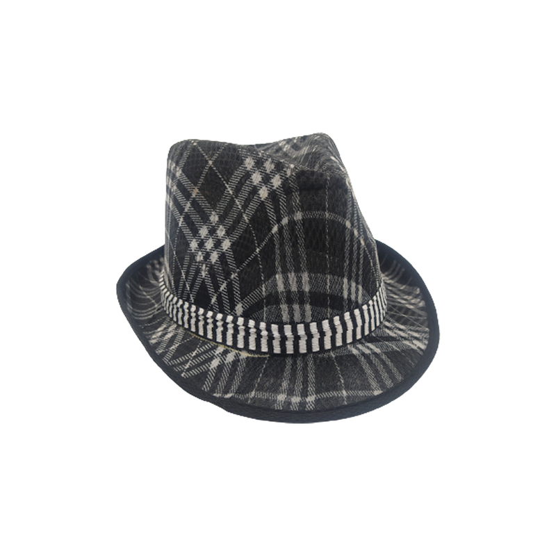 SOMBRERO TELA ESCOCES GANGSTER NEGRO