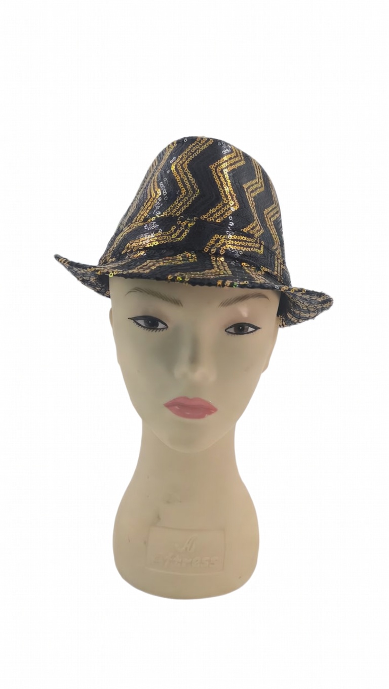 SOMBRERO GANGSTER LENTEJUELAS/RAYAS