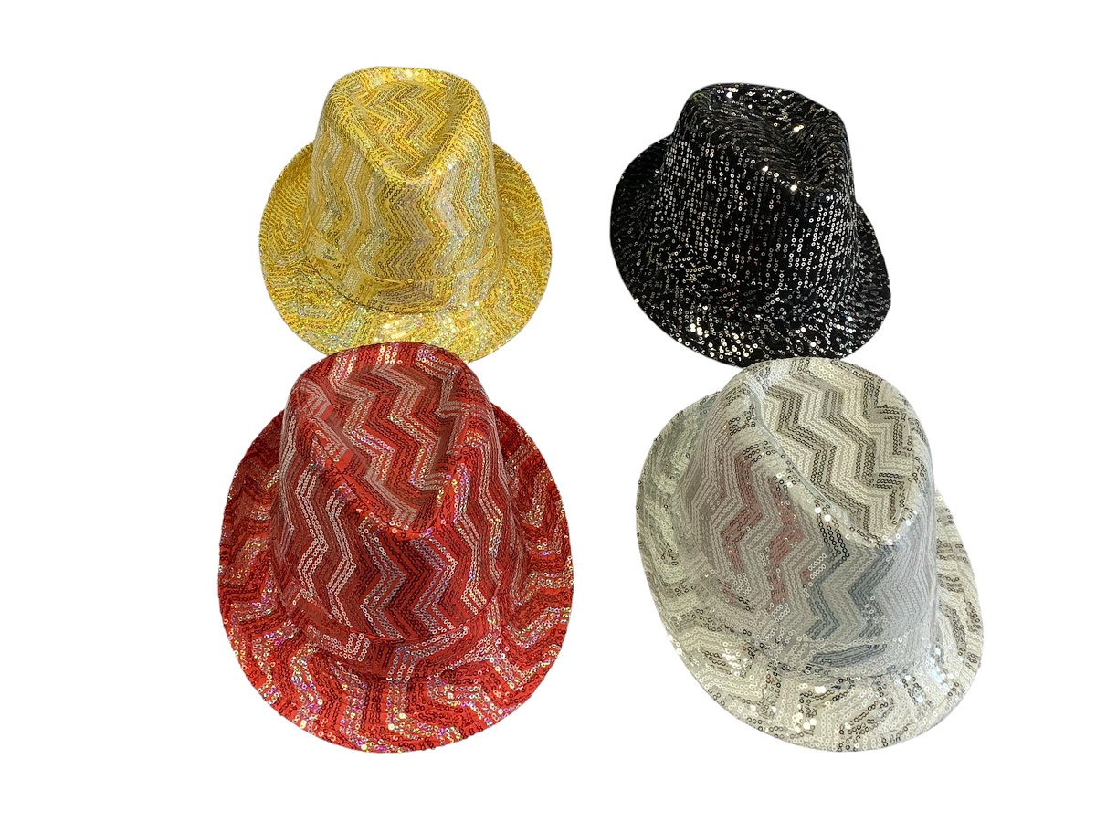 SOMBRERO GANGSTER LENTEJUELAS/RAYAS