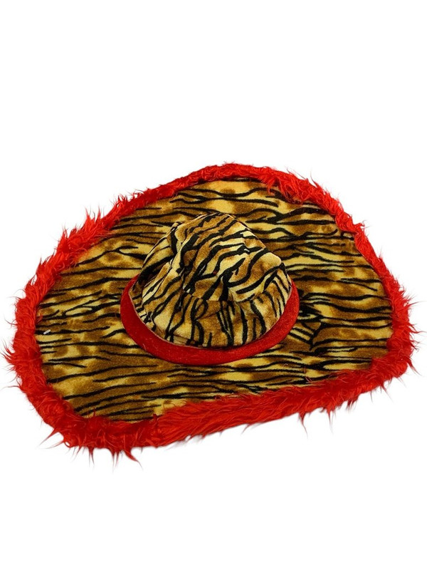 SOMBRERO TIGRE BORDE ROJO MARRON