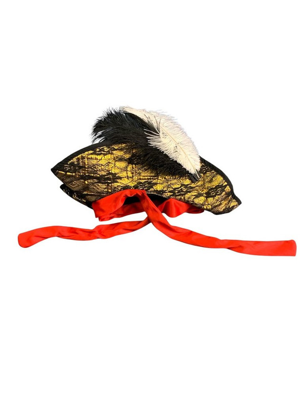 GORRO DAMA PIRATA DORADO C/ PLUMA