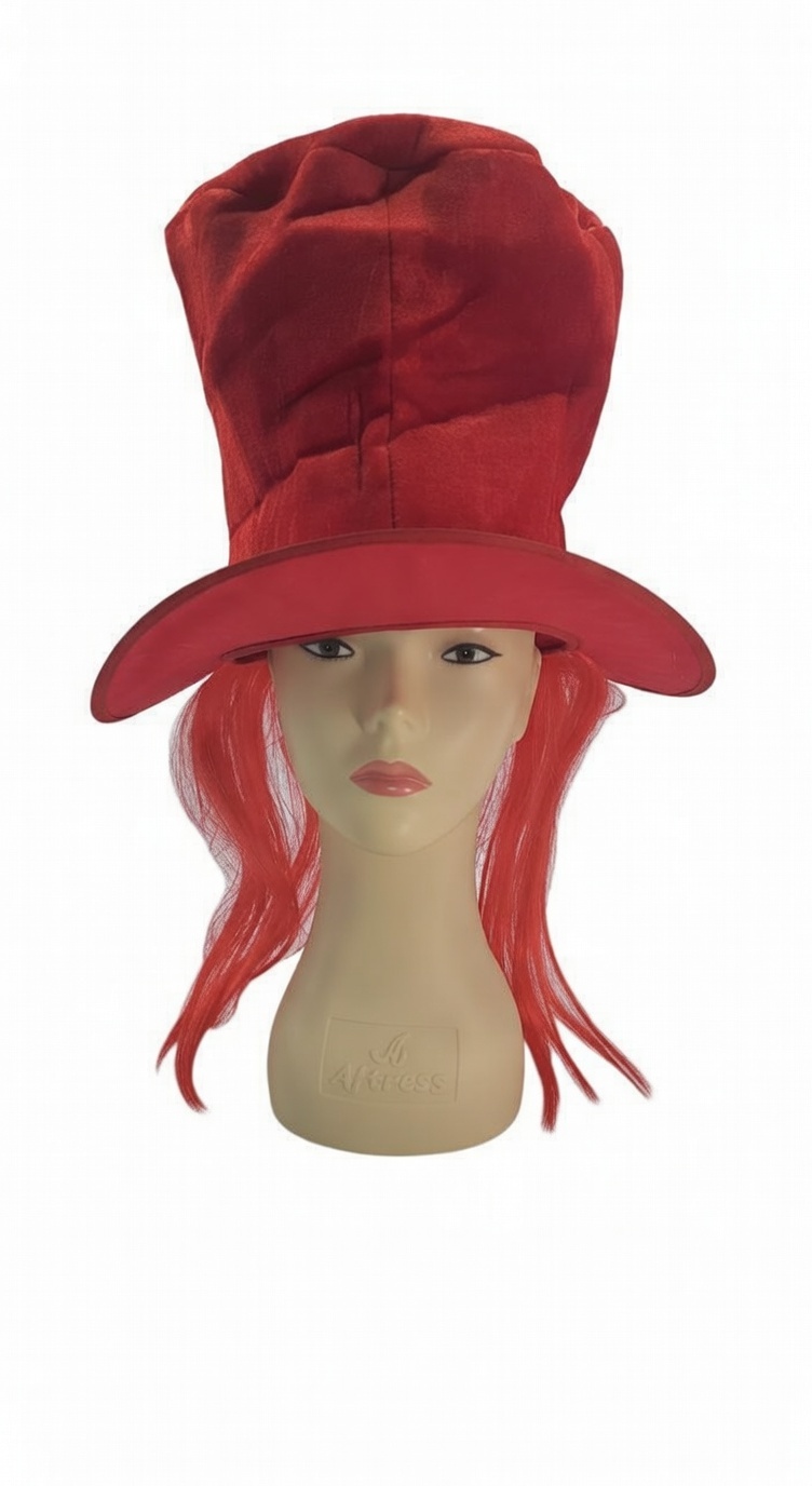 GORRO ALTO DE TELA CON MECHONES