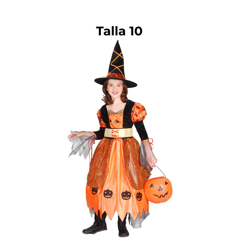 DISFRAZ BRUJITA CALABAZA NINA T 10