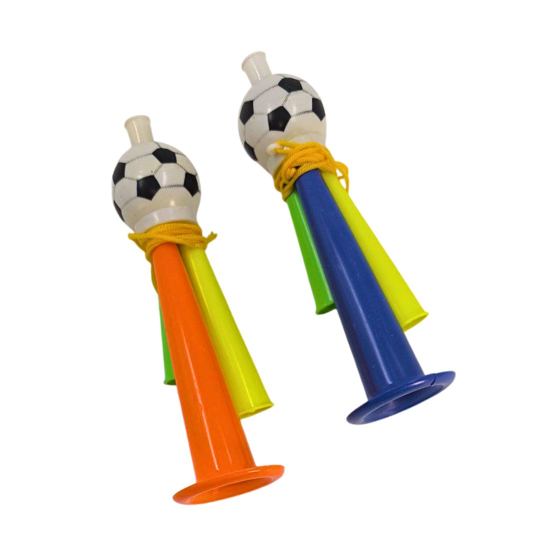 PITO TROMPETA PELOTA FUTBOL MULTICOLOR