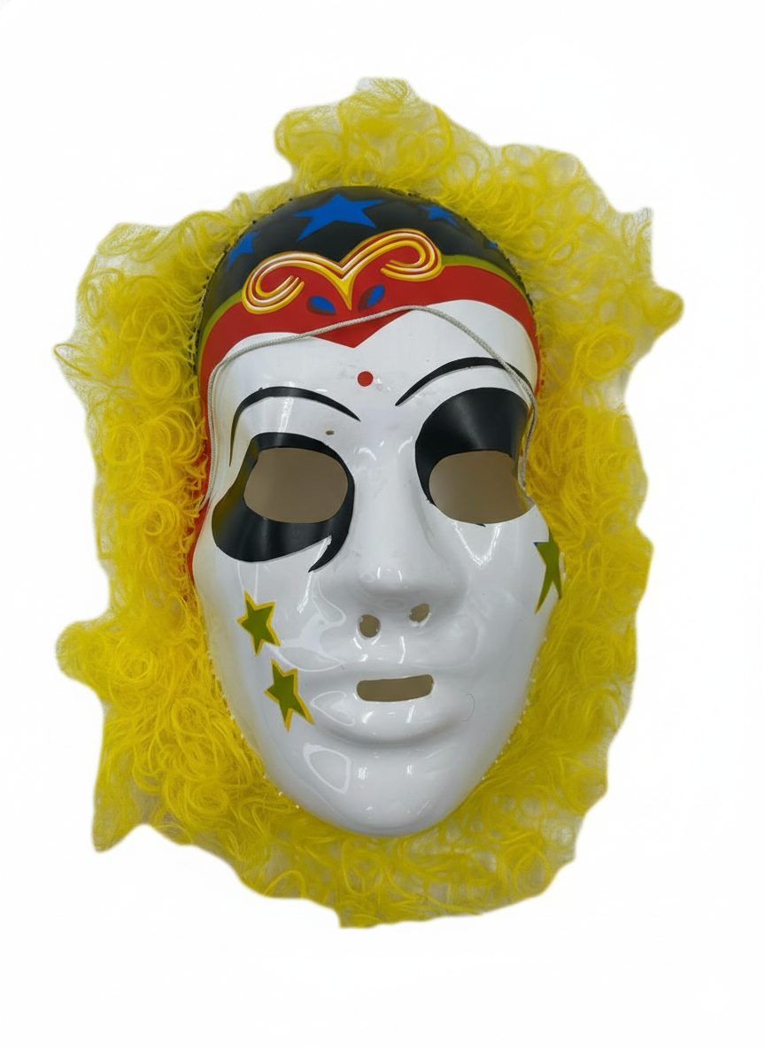 MASCARA PLASTICA CON CABELLO