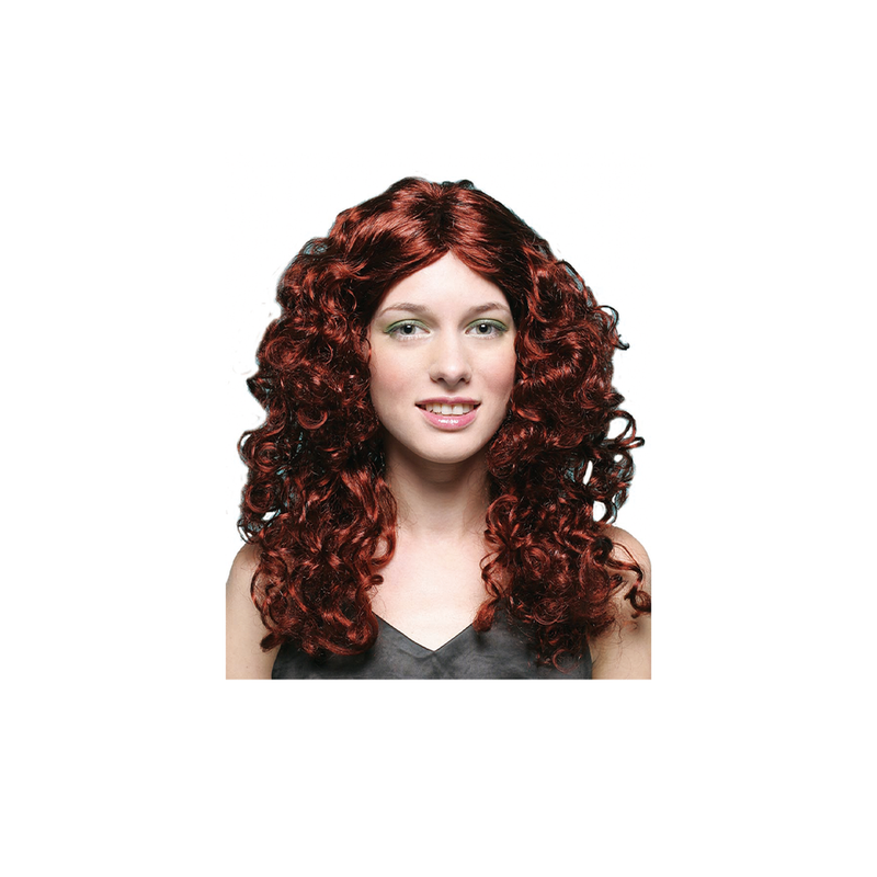 PELUCA SIN POLLINA ONDULADA VINOTINTO