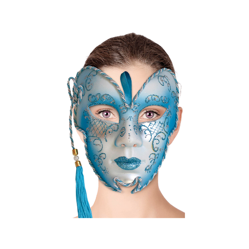 MASCARA RIGIDA ADORNO DE LADO AZUL