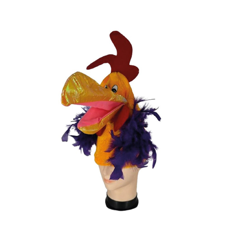 GORRO GALLO CON PLUMAS  NARANJA