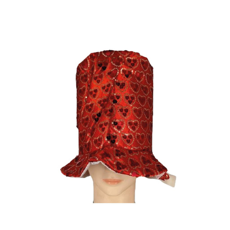 GORRO TELA LENTEJUELA CORAZON ROJO