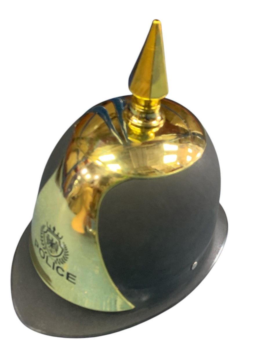 CASCO DE POLICIA NEGRO FRANJA DORADA