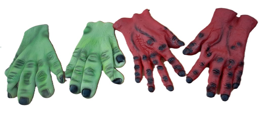 MANOS DE MONSTRUO ROJO/VERDE PAR