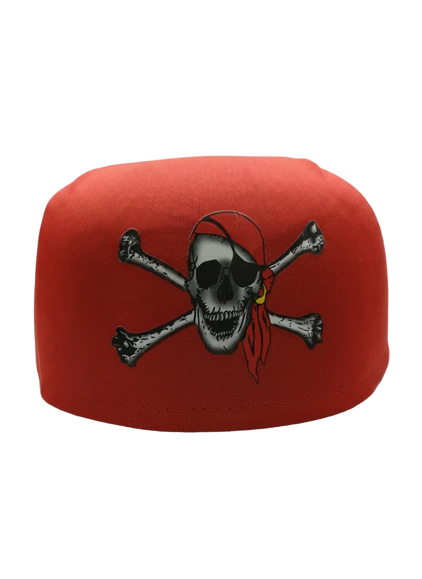 GORRO PIRATA ROJO CON CALAVERA
