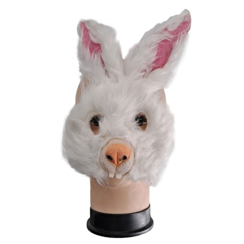MASCARA LATEX CONEJO PELUCHE BLANCO
