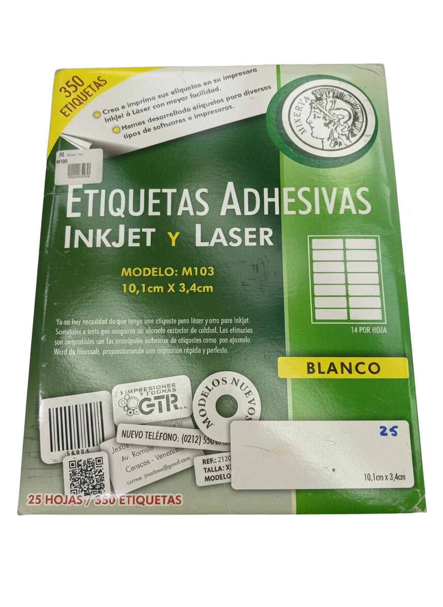 ETIQUETAS AD HOJA 10,1X3,4 CM X 14 MINERVA