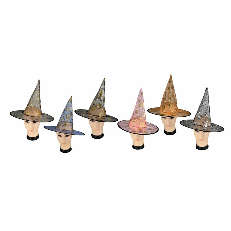 SOMBRERO BRUJA TRANSPARENTE ESTAMPADO