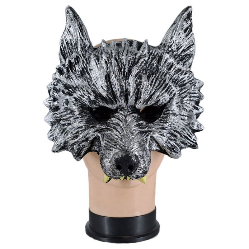 MASCARA MEDIA CARA LOBO PLATA