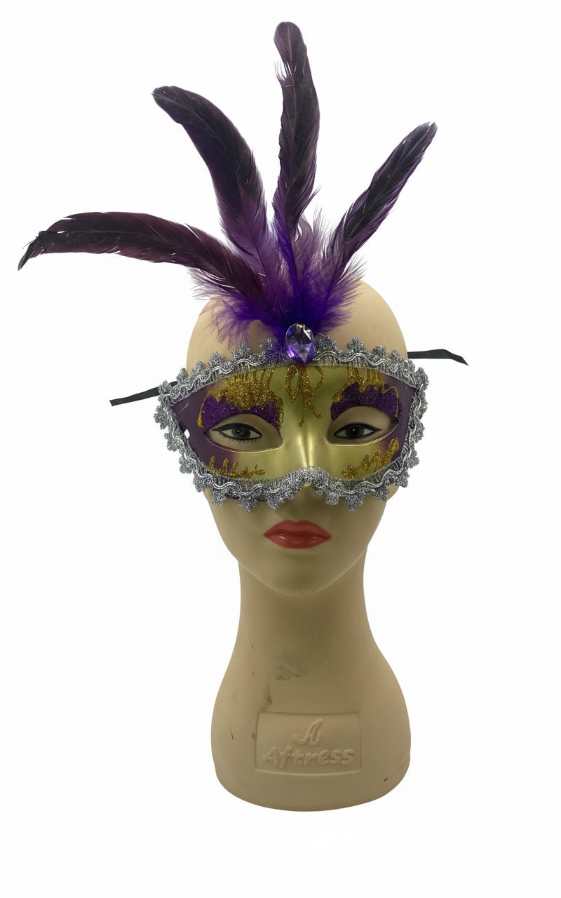 ANTIFAZ RIGIDO DIAMANTE Y PLUMAS