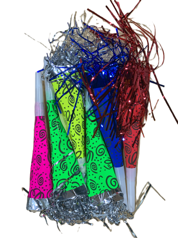 TROMPETAS NEON CON FLECOS X 6 UNIDADES