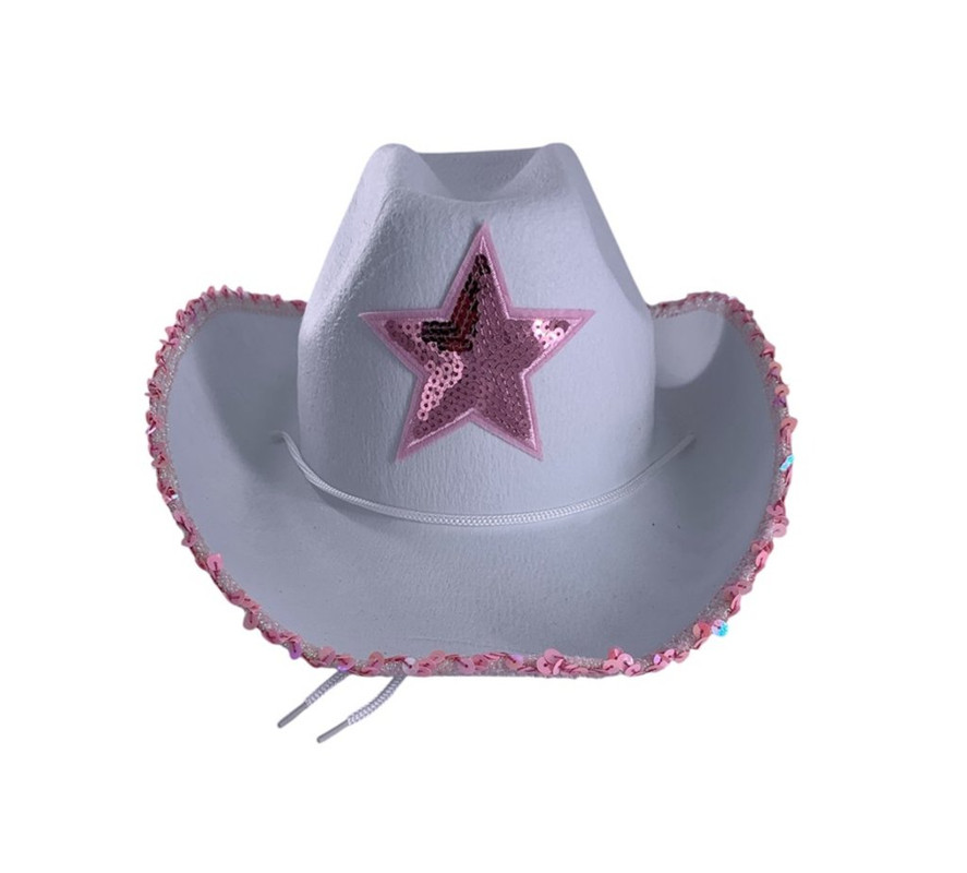 SOMBRERO VAQUERO 38*35 CM ESTRELLA Y LENTEJUERLAS