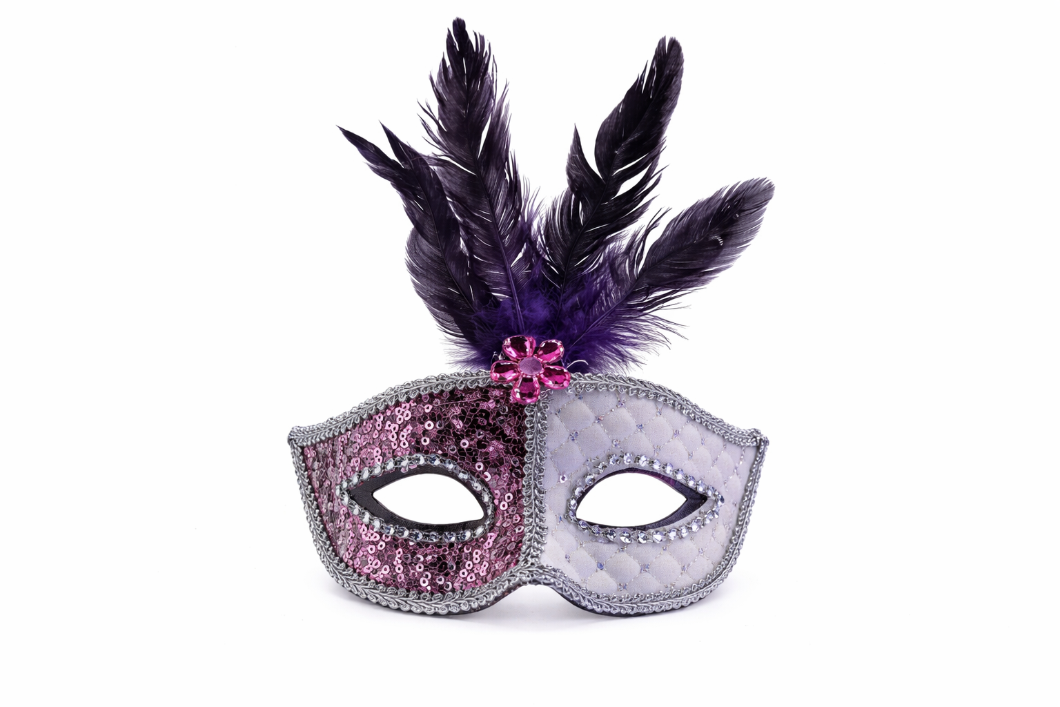 ANTIFAZ DOS COLORES CON PLUMAS