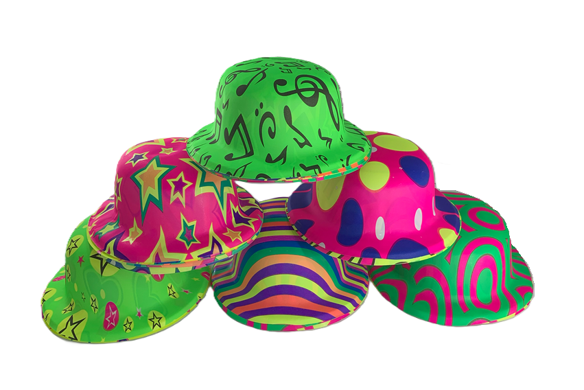 SOMBRERO PLASTICO 26*23 CM NEON MEDOLOS VARIOS REDONDO