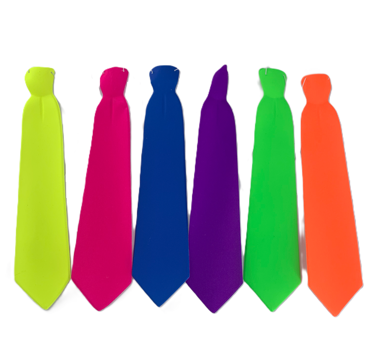 CORBATA PEQ PLASTICO NEON UNICOLOR X UNIDAD
