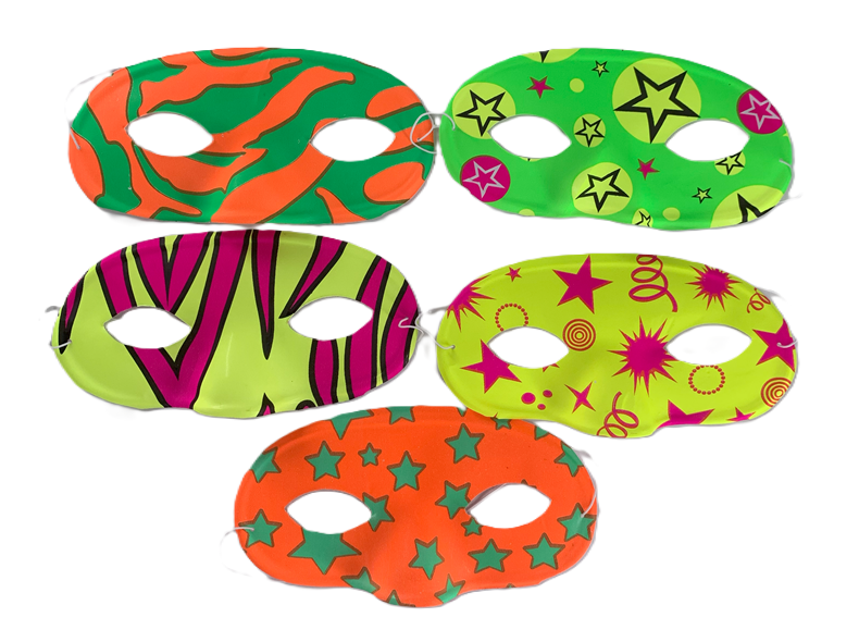 ANTIFAZ PLASTICO NEON MODELOS VARIOS X UNID