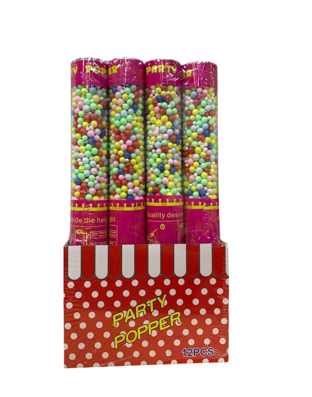 CAÑON DE CONFETI ESFREAS DE COLORES 38 CM