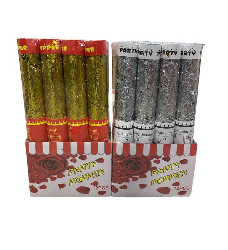 CAÑON DE CONFETI TRANSPARENTE 38 CM