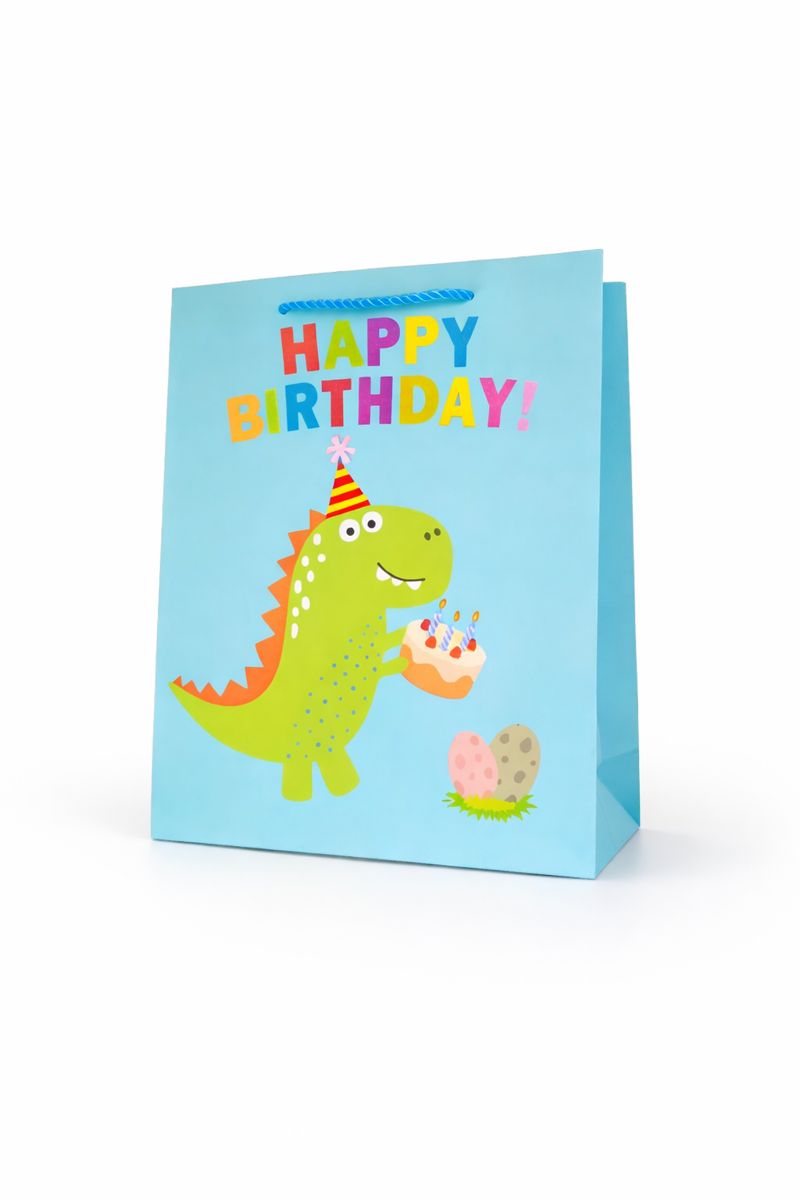 BOLSA DE REGALO HAPPY BIRTHDAY DINOSAURIO 26*32*12