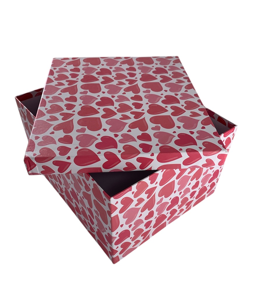CAJA DE REGALO CORAZONES ROSADOS 28*23*15.5 CM