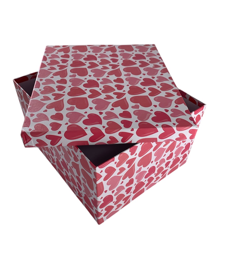 CAJA DE REGALO CORAZONES ROSADOS 26*21*14.5 CM